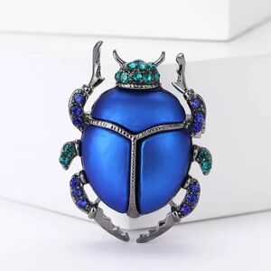 Royal Blue Green Beetle Brooch